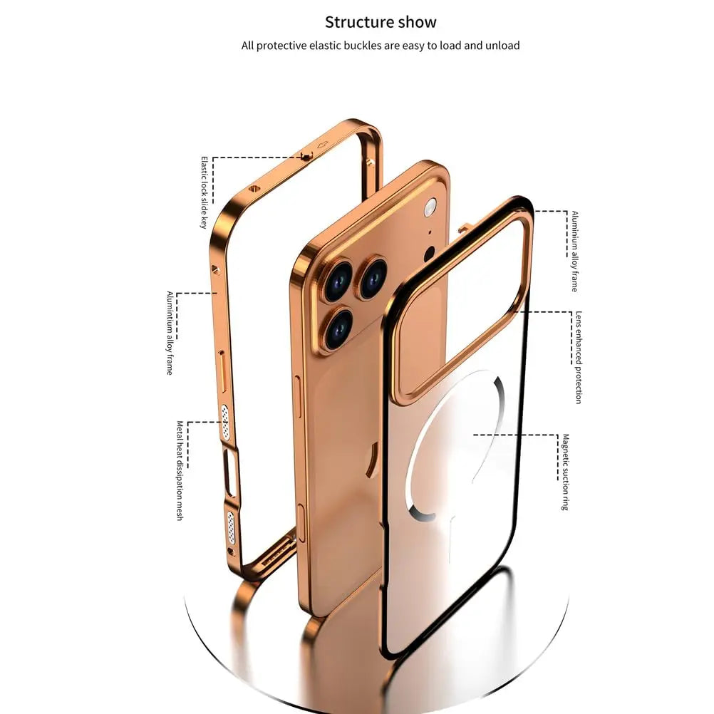 Magnetic Case for iPhone 17 Pro Max/17 Pro/17 Air – Metal Frame Frosted Slim Shockproof Cover